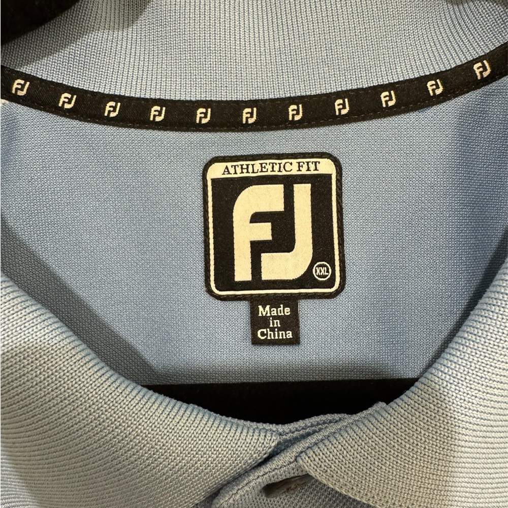 FootJoy Light Blue and White Men's Golf Polo Shirt - Picture 5 of 5